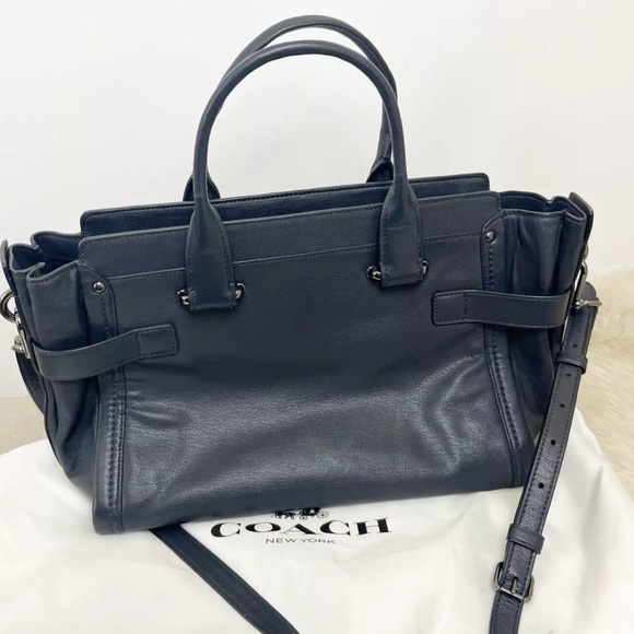 Coach 37732 Soft Grain Coach Soft Swagger Dk Navy - Picture 8 of 14